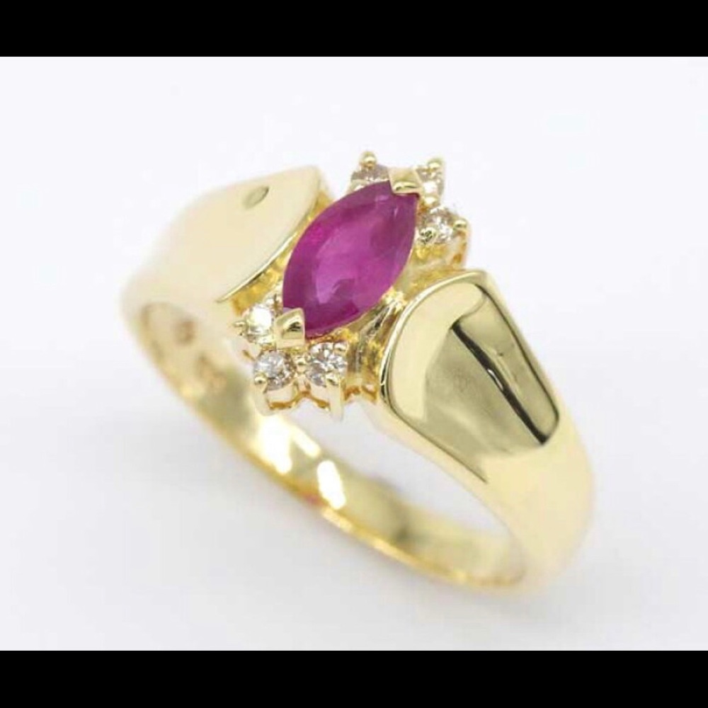 Authentic Ruby Oval Ring with Diamonds